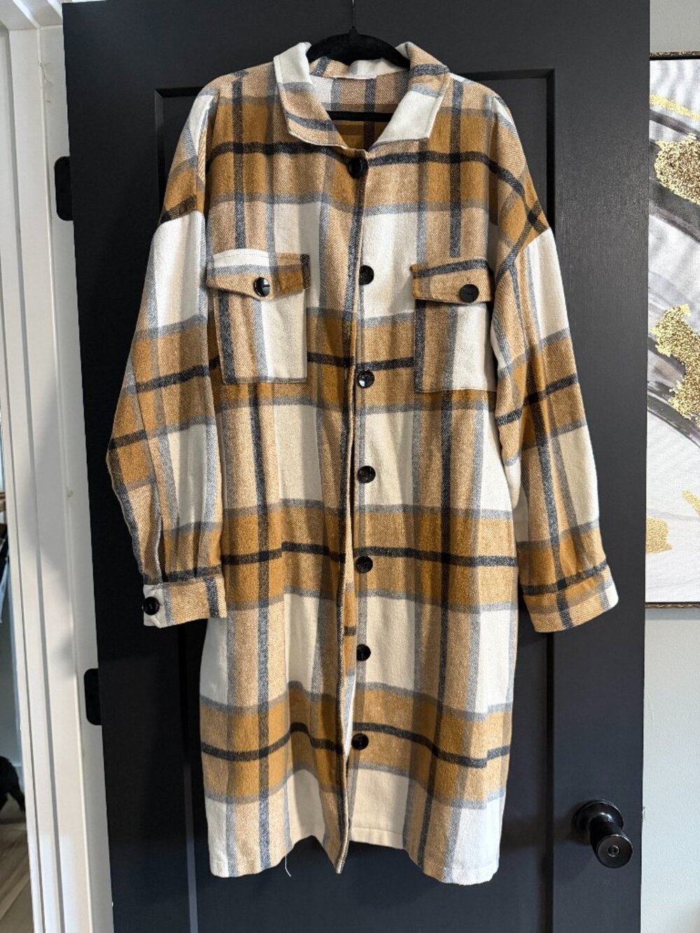 Long Plaid Shacket sz XL